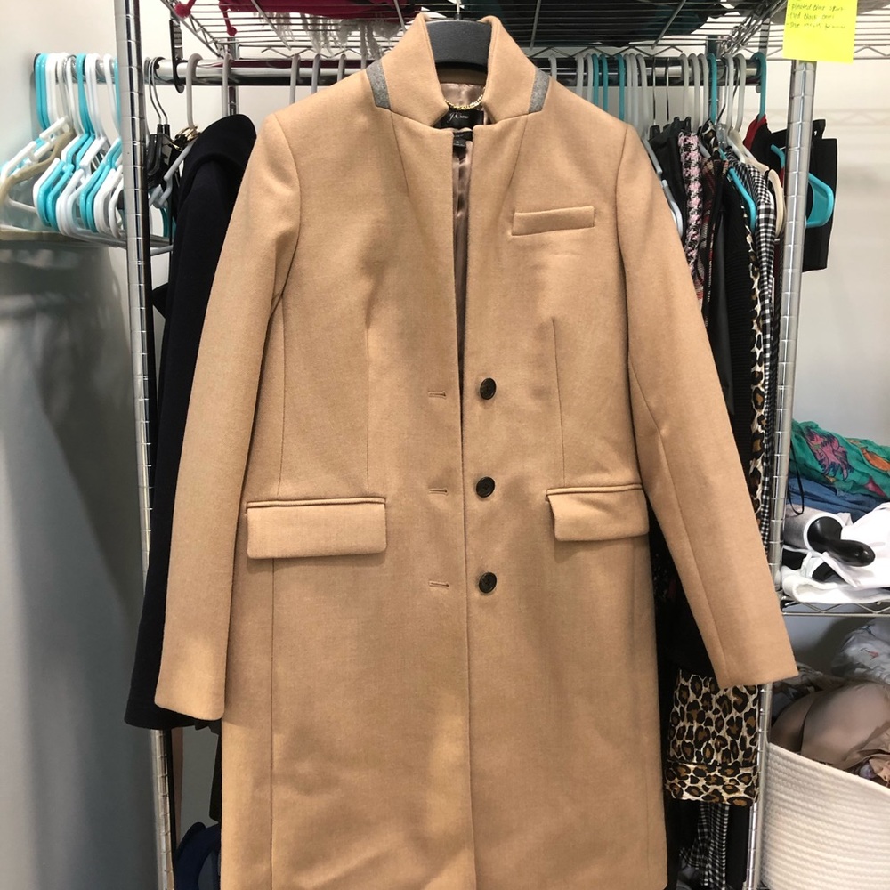 J CREW CAMEL WOOL COAT WOMENS 0 LIKE NEW
